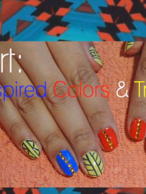 nail art spring inspired colors and tribal prints
